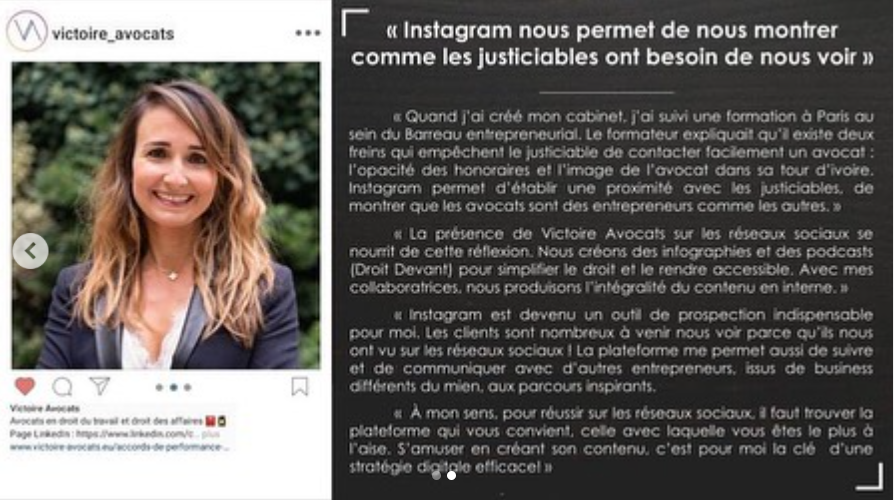 Utilisation d'instagram par les avocats